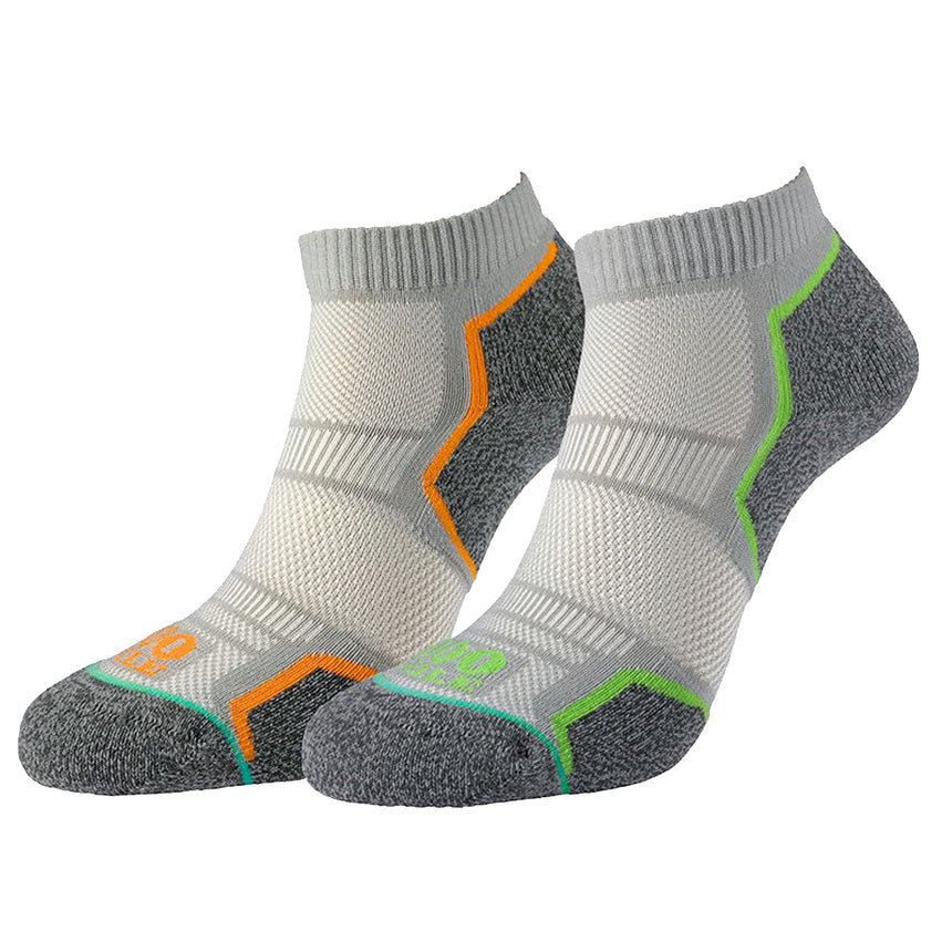 1000 Mile Repreve Single Layer Men's Running Sock Twin Pack - Silver/Grey