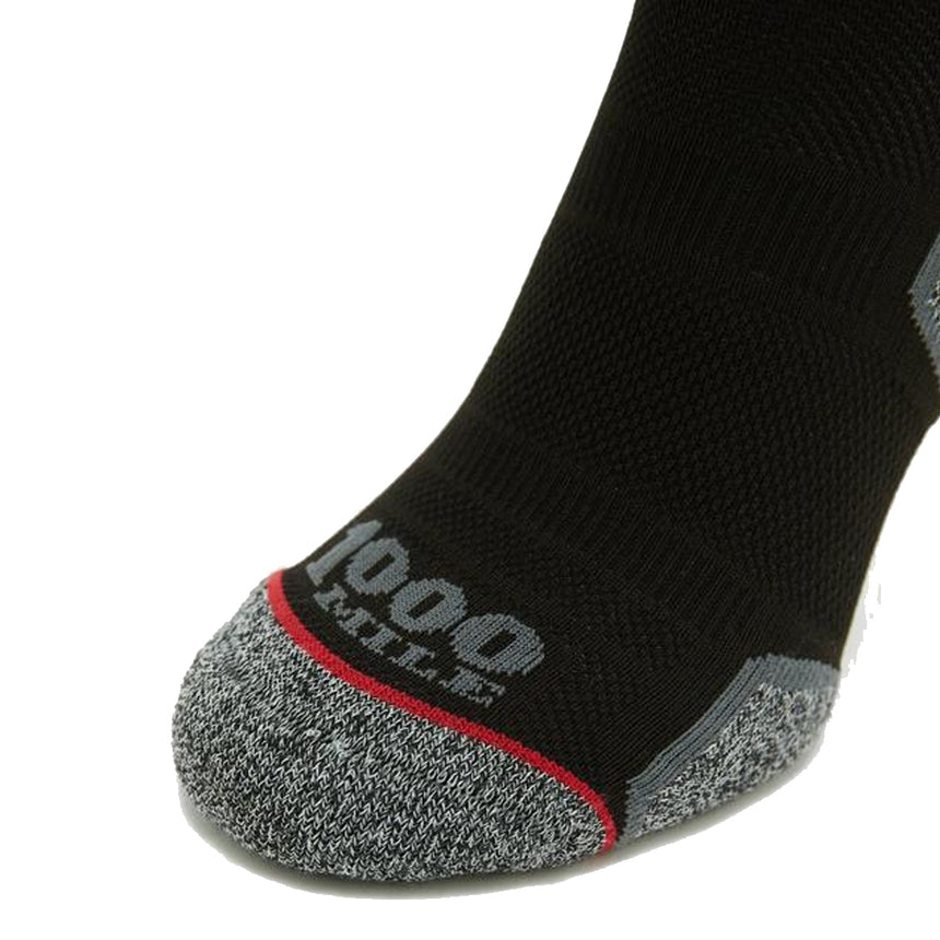 1000 Mile Repreve Single Layer Men's Running Sock Twin Pack - Black