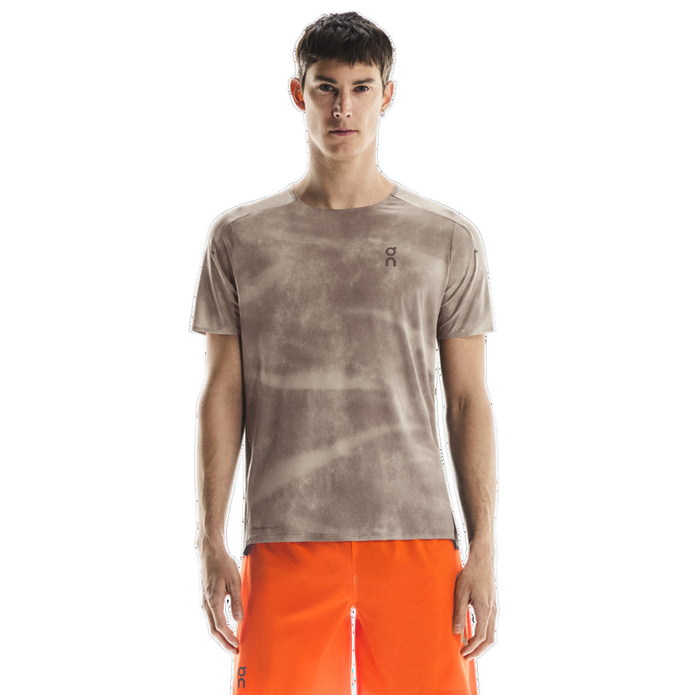 On Running Performance AOP Short Sleeve Men's Running Tee - Cinder/Black