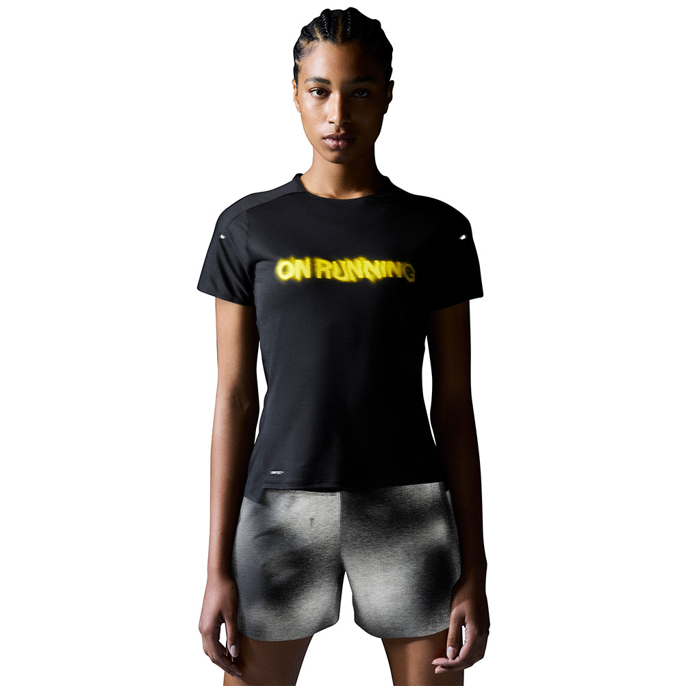 On Running Performance Lumos Short Sleeve Women's Running Tee - Black