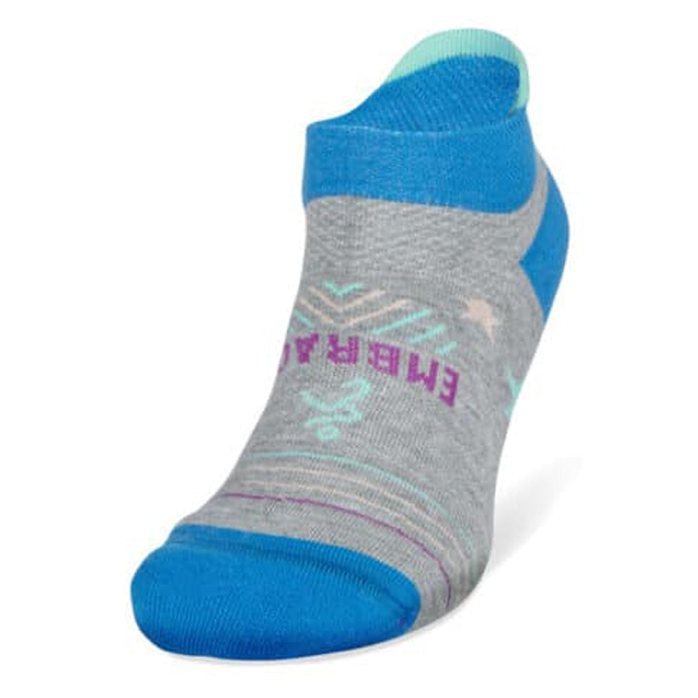 Balega-enduro-no-show-Grit-and-grace-midgrey-brit-turquiose-front-1