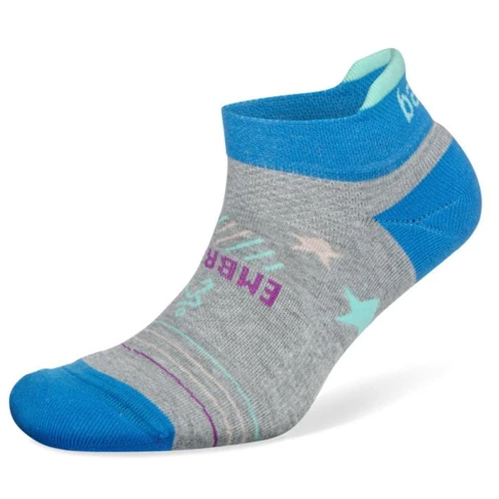 Balega-enduro-no-show-Grit-and-grace-midgrey-brit-turquiose-front