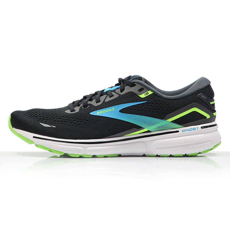 Brooks Ghost 15 Men's Running Shoe - Black/Hawaiian Ocean/Green