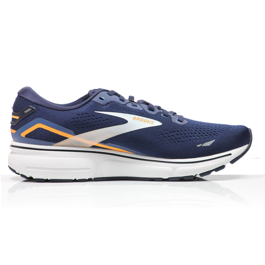 Brooks Ghost 15 Men's 2E Wide Fit Running Shoe - Peacoat/Blue/Orange Pop