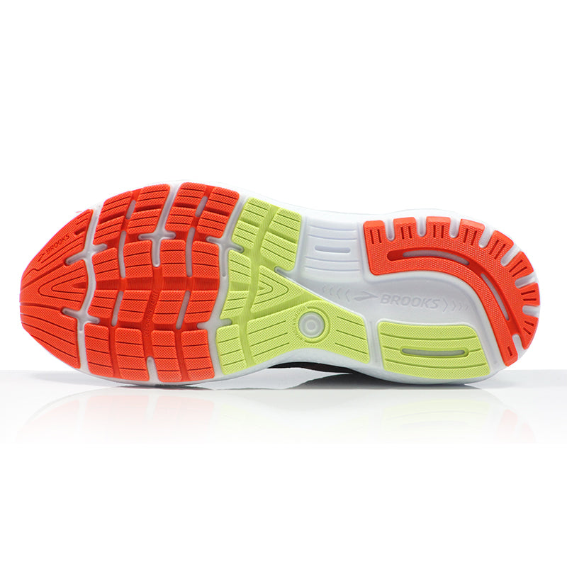 Brooks Ghost 16 Men's 2E Wide Fit Running Shoe - Black/Mandarin Red/Green