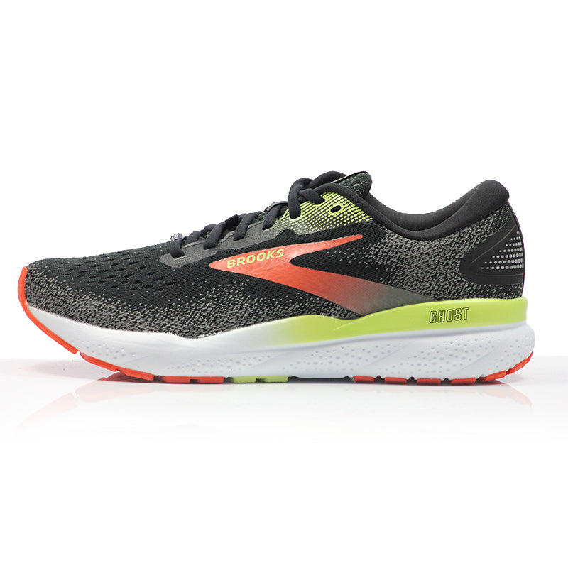 Brooks Ghost 16 GTX Men's Running Shoe - Black/Mandarin Red/Green