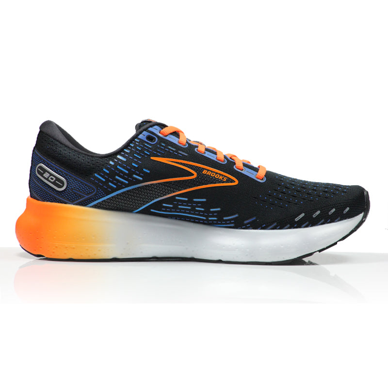 Brooks Glycerin 20 Men's 2E Wide Fit Running Shoe - Black/Classic Blue/Orange