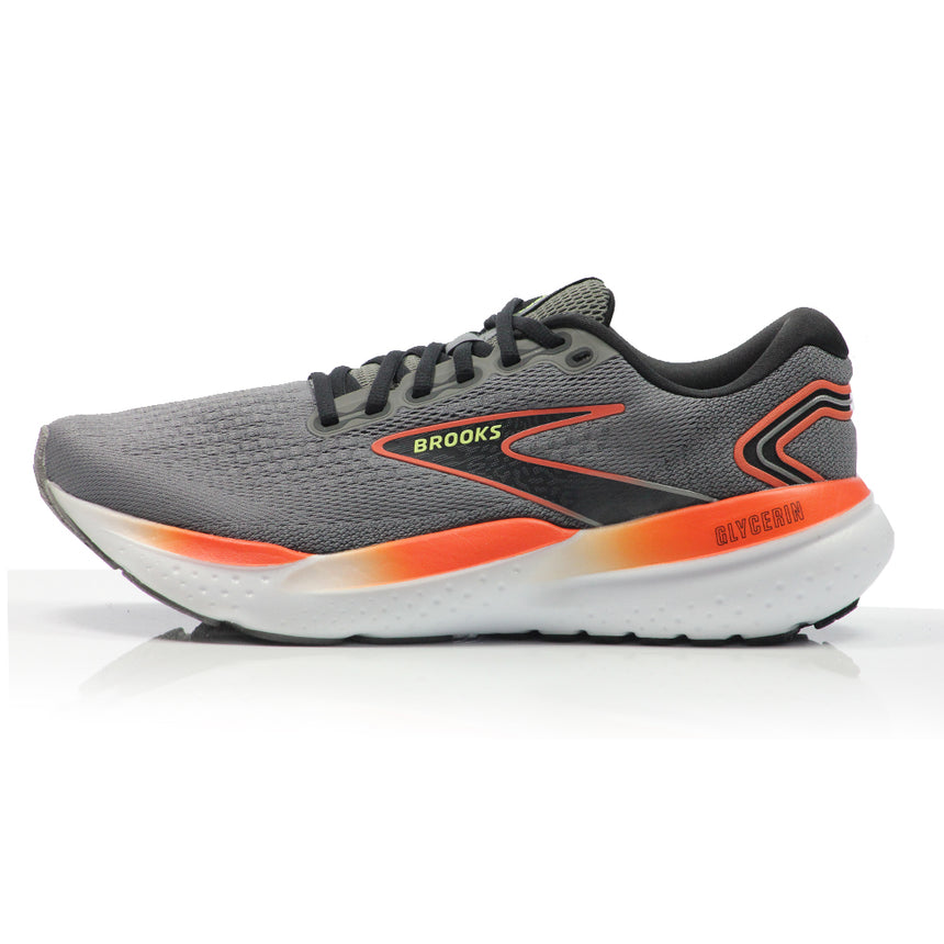 Brooks Glycerin 21 Men's Running Shoe - Grey/Mandarin Red/Green