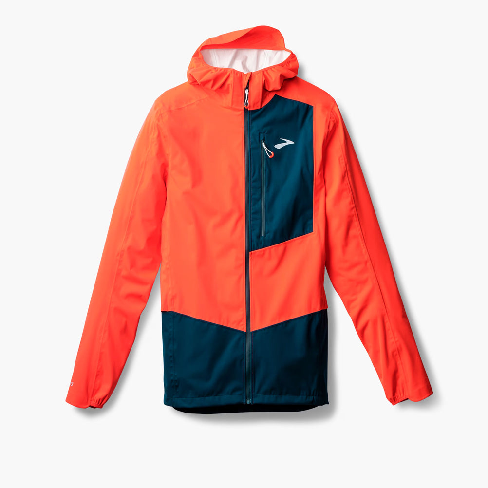 Brooks High Point 2.0 Waterproof Men's Running Jacket - Flame/Deep Sea