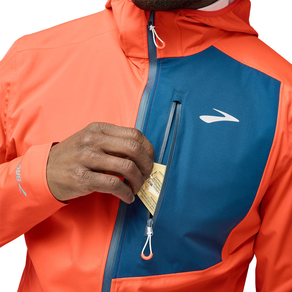 Brooks High Point 2.0 Waterproof Men's Running Jacket - Flame/Deep Sea