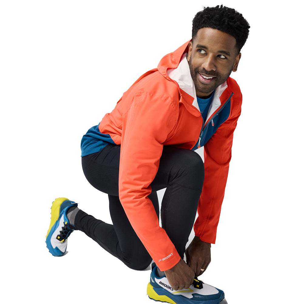 Brooks High Point 2.0 Waterproof Men's Running Jacket - Flame/Deep Sea