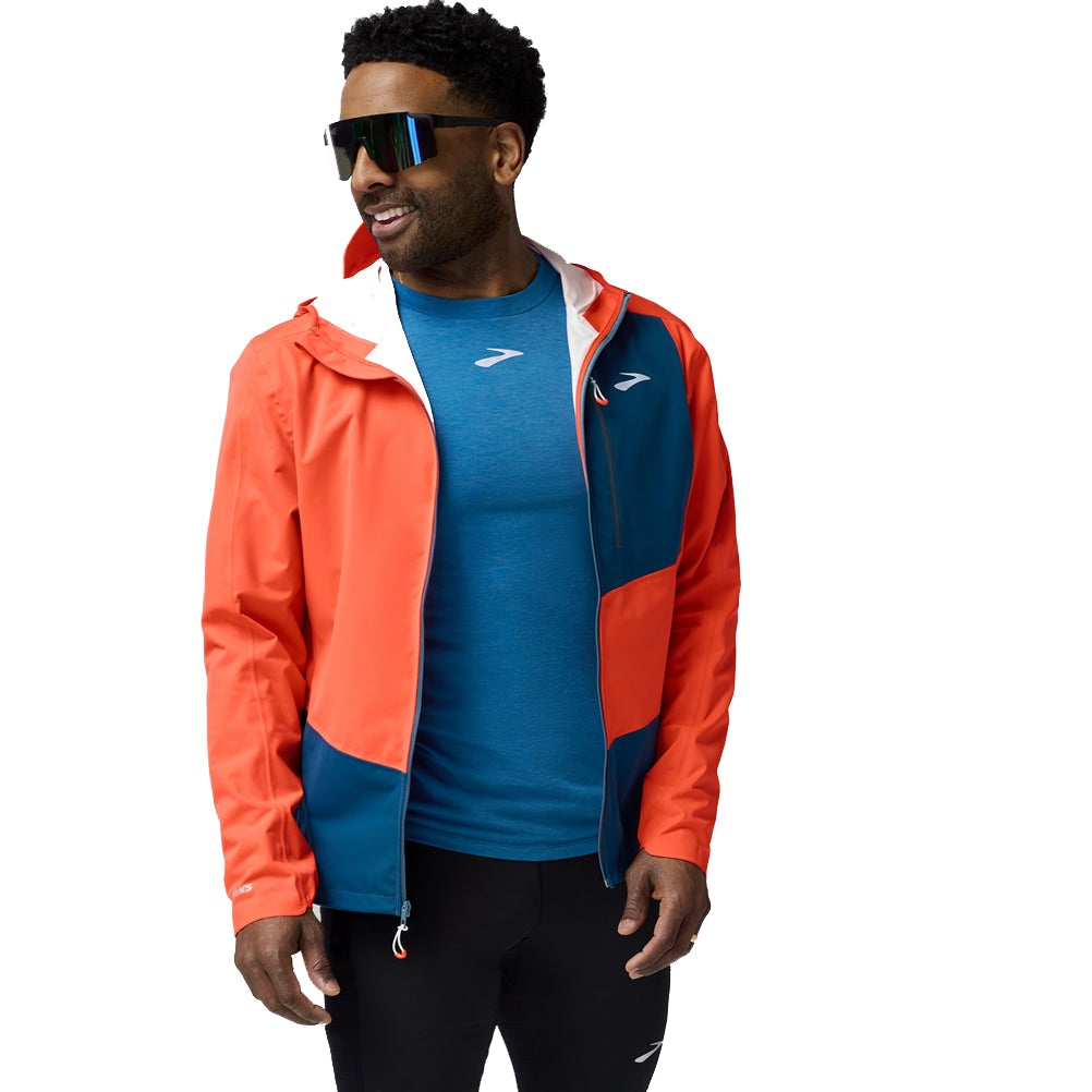 Brooks High Point 2.0 Waterproof Men's Running Jacket - Flame/Deep Sea