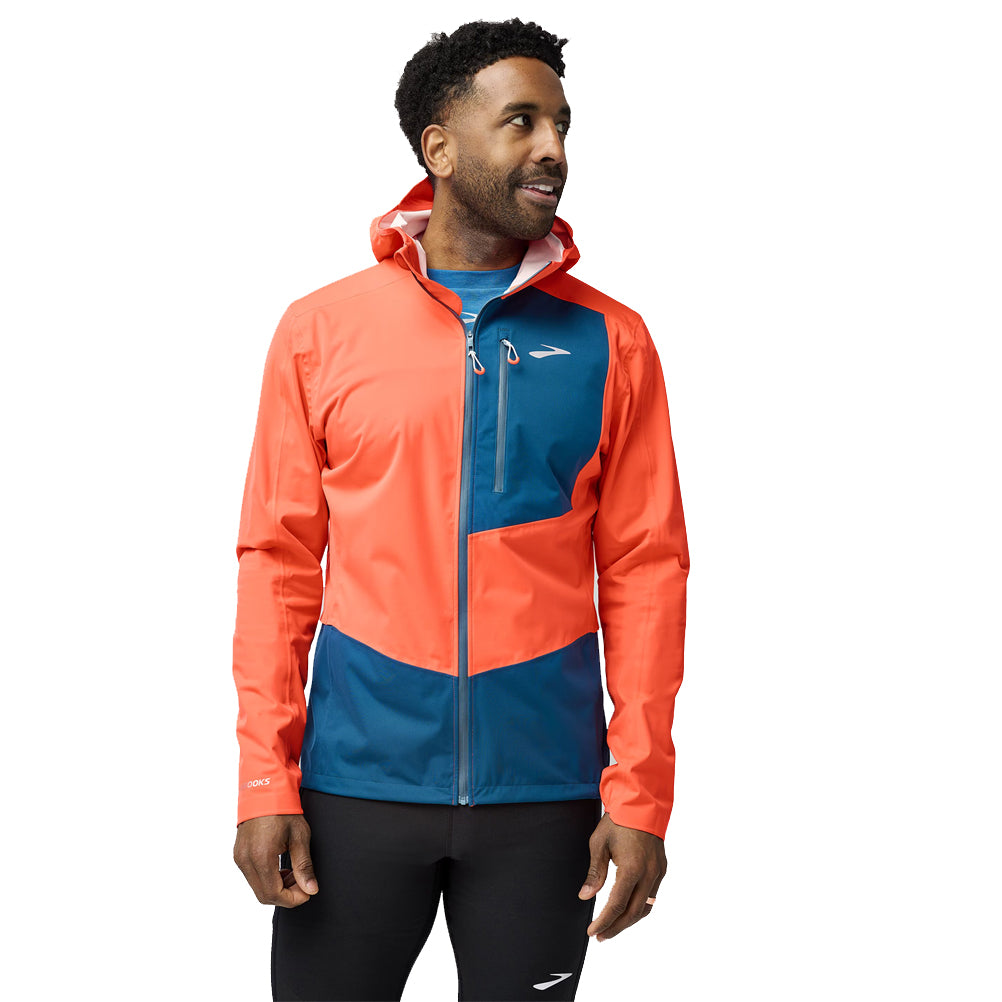 Brooks High Point 2.0 Waterproof Men's Running Jacket - Flame/Deep Sea