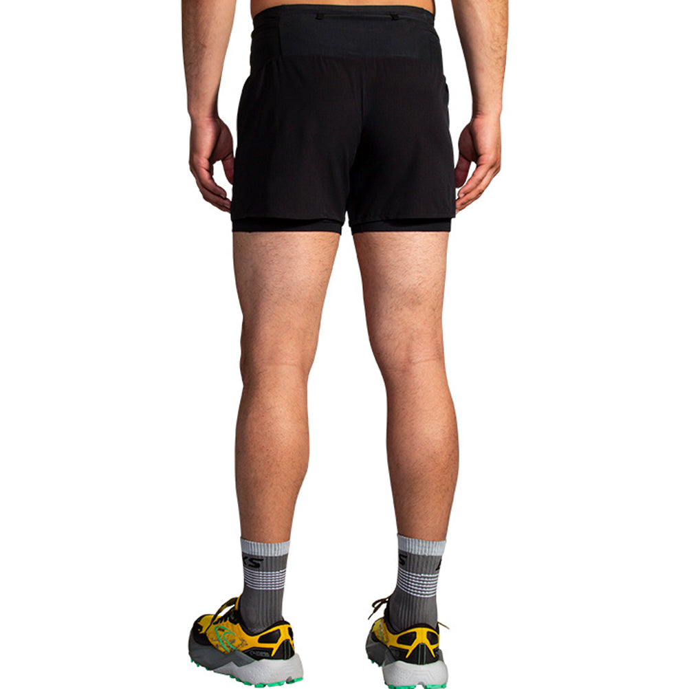 Brooks High Point 5inch 2in1 Men's Running Short - Deep Sea/Flame