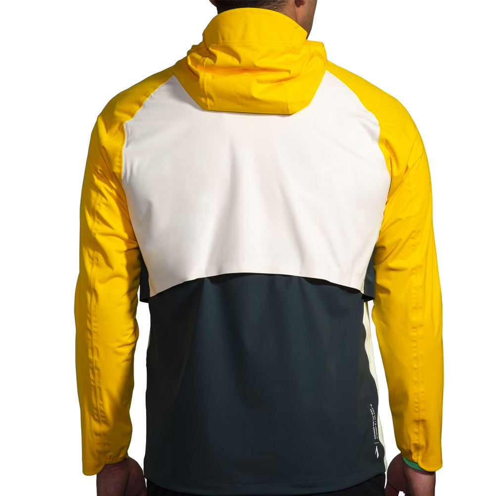 Brooks High Point Waterproof Men's Running Jacket - Glacier Green/Ecru/Lemon