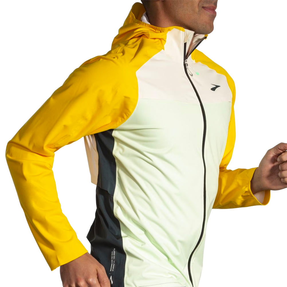 Brooks High Point Waterproof Men's Running Jacket - Glacier Green/Ecru/Lemon