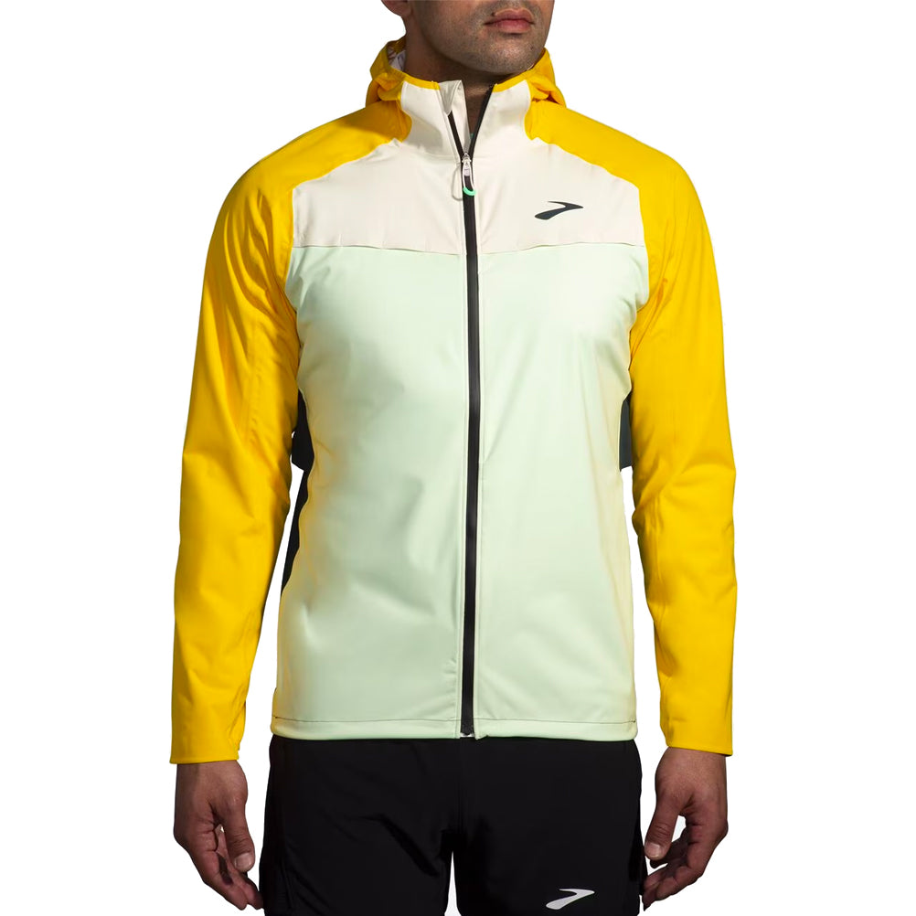 Brooks High Point Waterproof Men's Running Jacket - Glacier Green/Ecru/Lemon