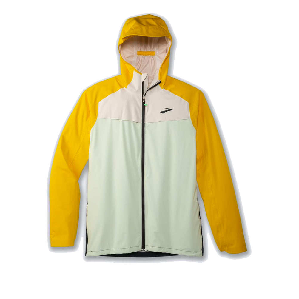 Brooks High Point Waterproof Men's Running Jacket - Glacier Green/Ecru/Lemon
