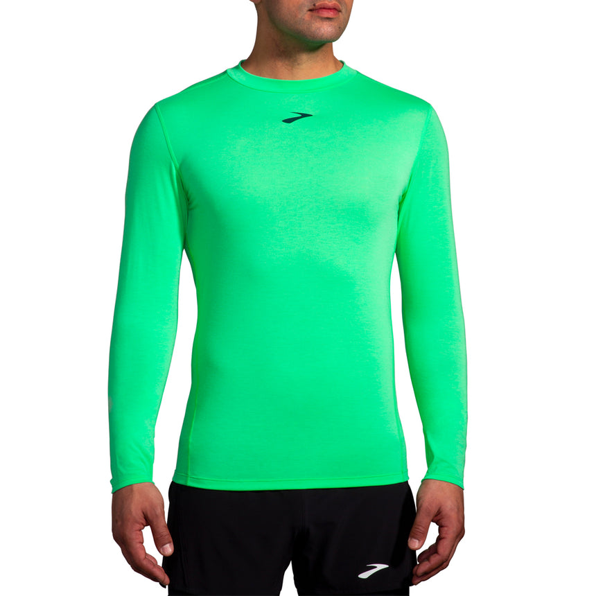 Brooks High Point Long Sleeve Men's Running Tee - Hyper Green
