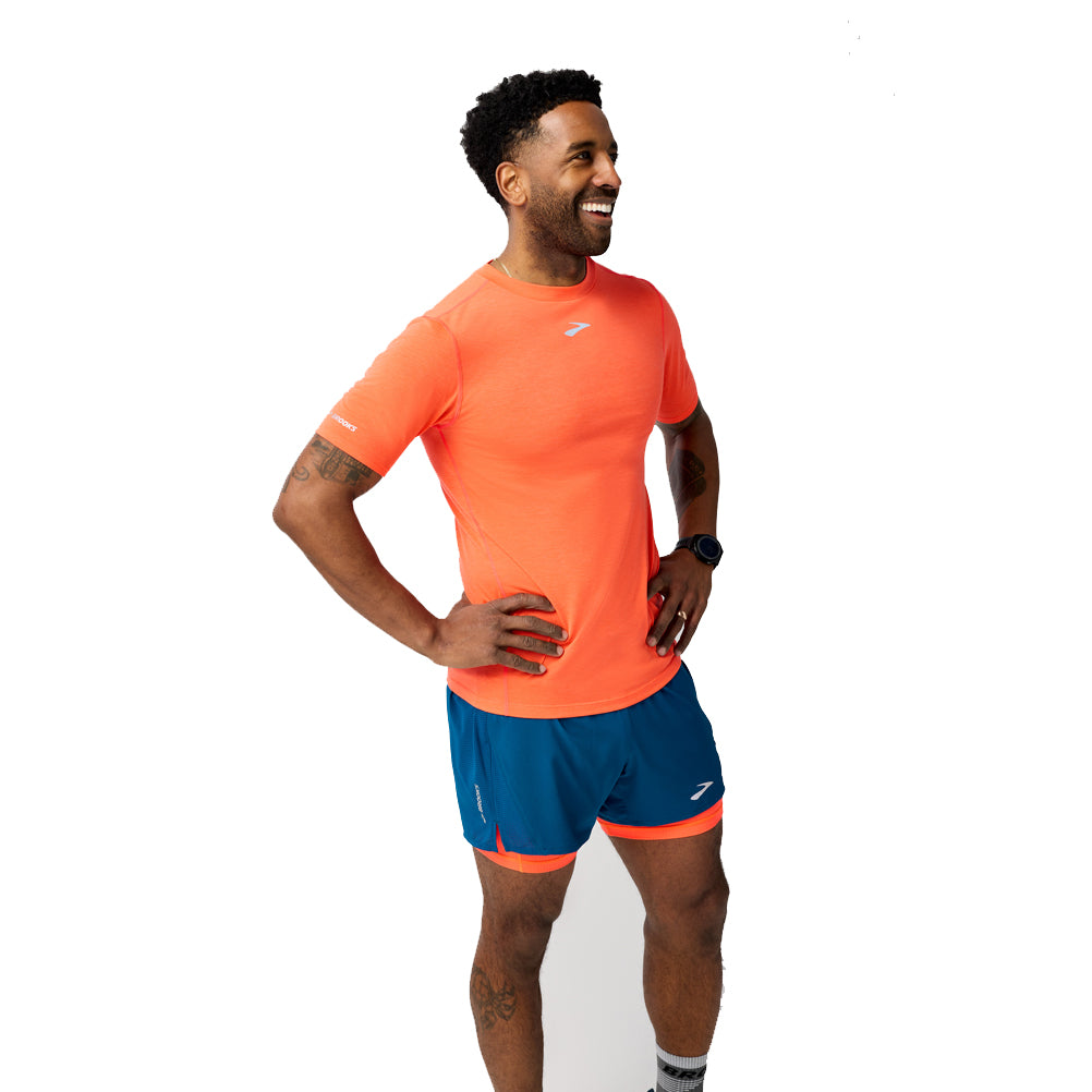Brooks High Point Short Sleeve Men's Running Tee - Flame