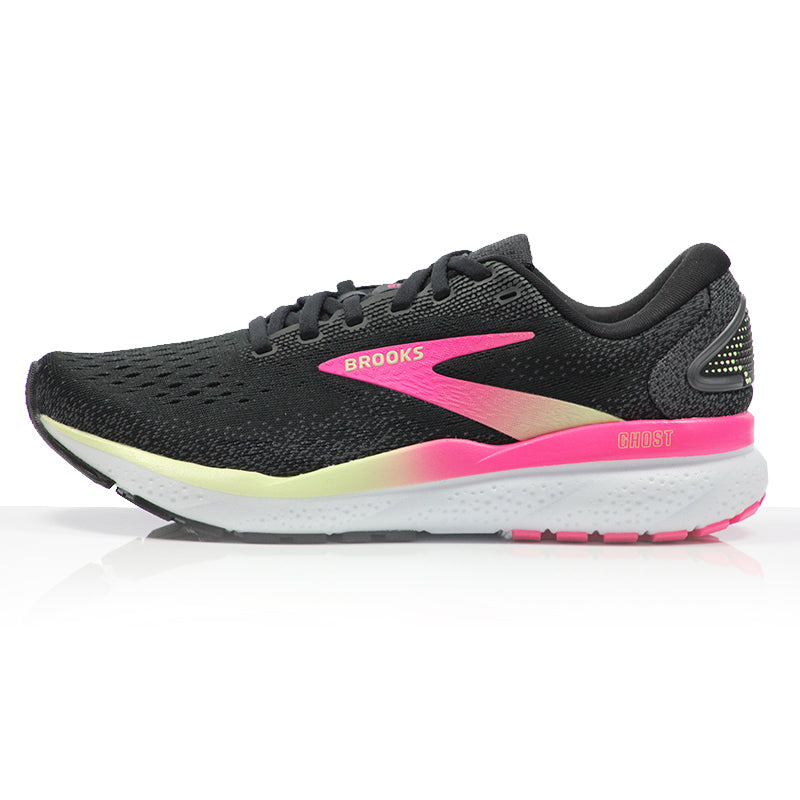 Brooks Ghost 16 Men's Running Shoe - Black/Mandarin Red/Green