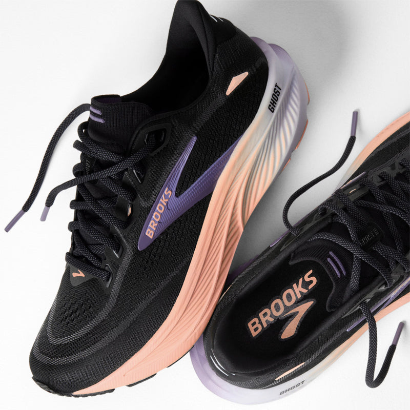 Brooks Ghost 18 Women's Running Shoe - Black/Mulled Grape/Peach