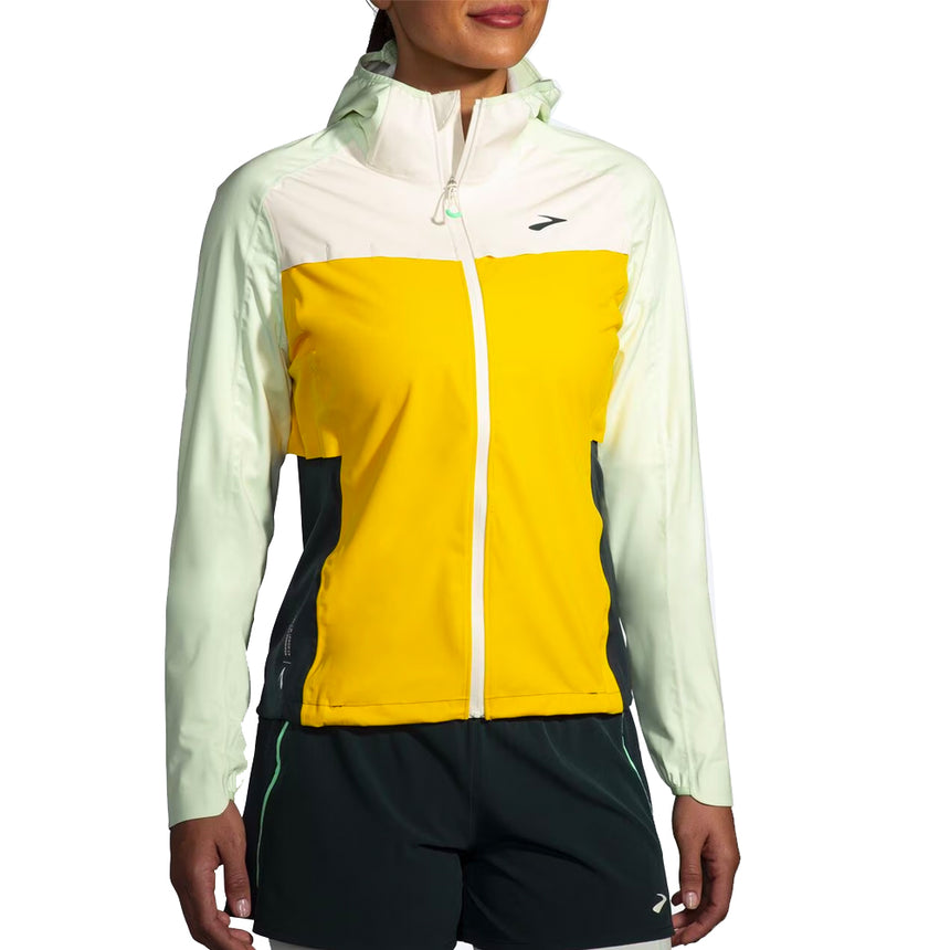 Brooks High Point Waterproof Women's Running Jacket - Lemon/Ecru/Glacier Green