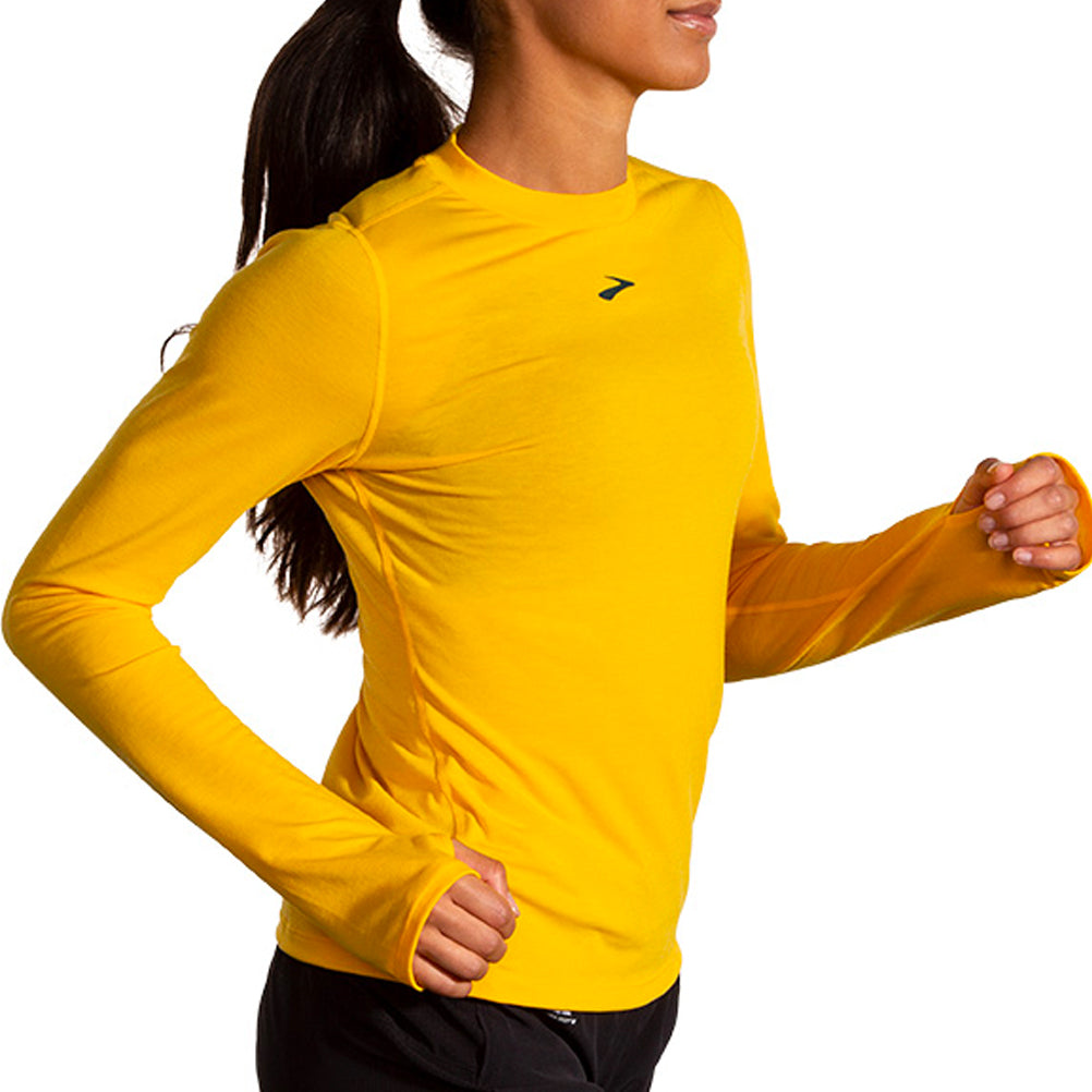 Brooks High Point Long Sleeve Women's Running Tee - Lemon Chrome