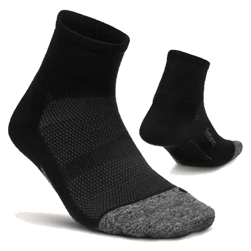 Feetures Elite Light Cushion Quarter Running Sock - Black/Grey