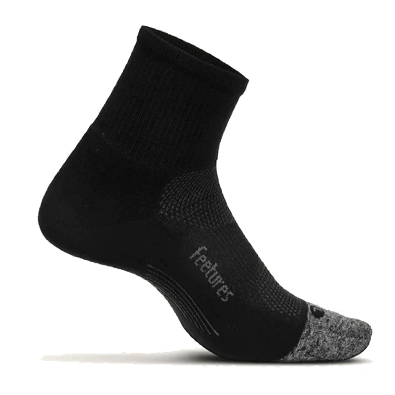Feetures Elite Light Cushion Quarter Running Sock - Black/Grey