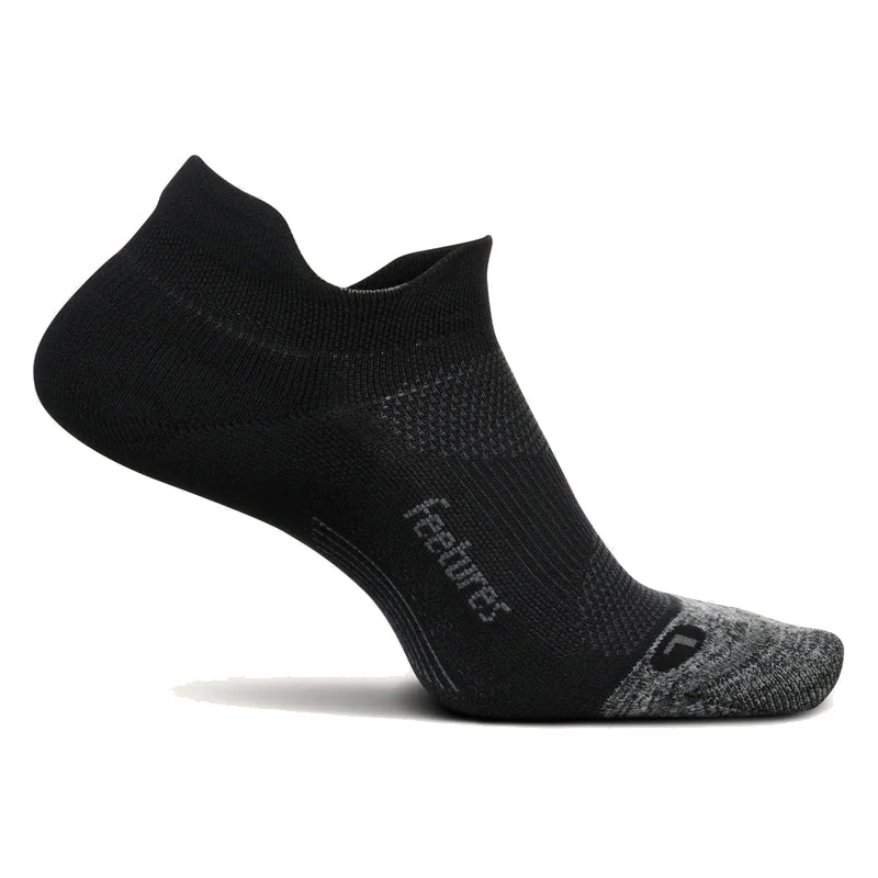 Feetures Elite Light Cushion No Show Tab Running Sock - Black/Grey