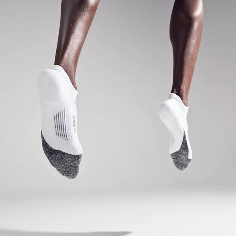 Feetures Elite Light Cushion No Show Tab Running Sock - White