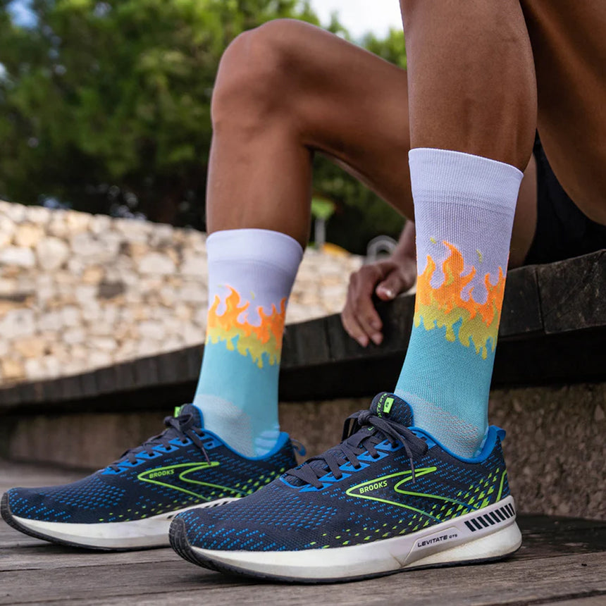 Sporcks Flames Crew Running Socks - Hot Fire/White