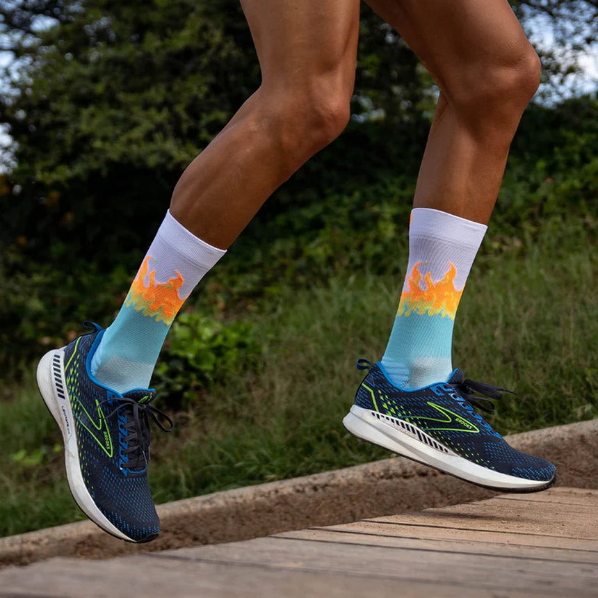 Sporcks Flames Crew Running Socks - Hot Fire/White