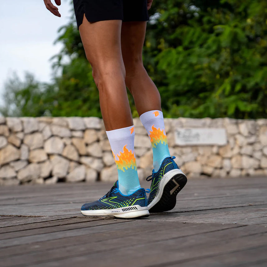 Sporcks Flames Crew Running Socks - Hot Fire/White