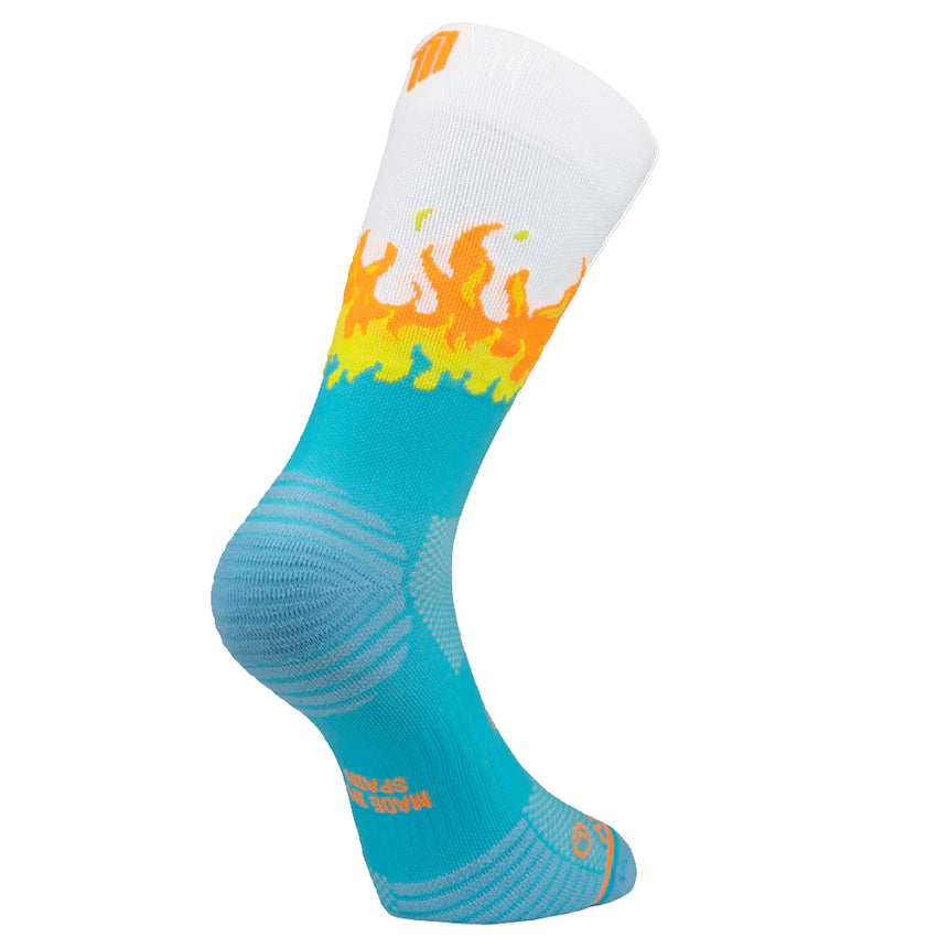 Sporcks Flames Crew Running Socks - Hot Fire/White