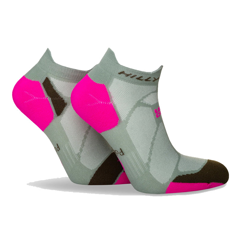 Hilly Marathon Fresh Socklet Running Sock - Sage/Fluo Pink