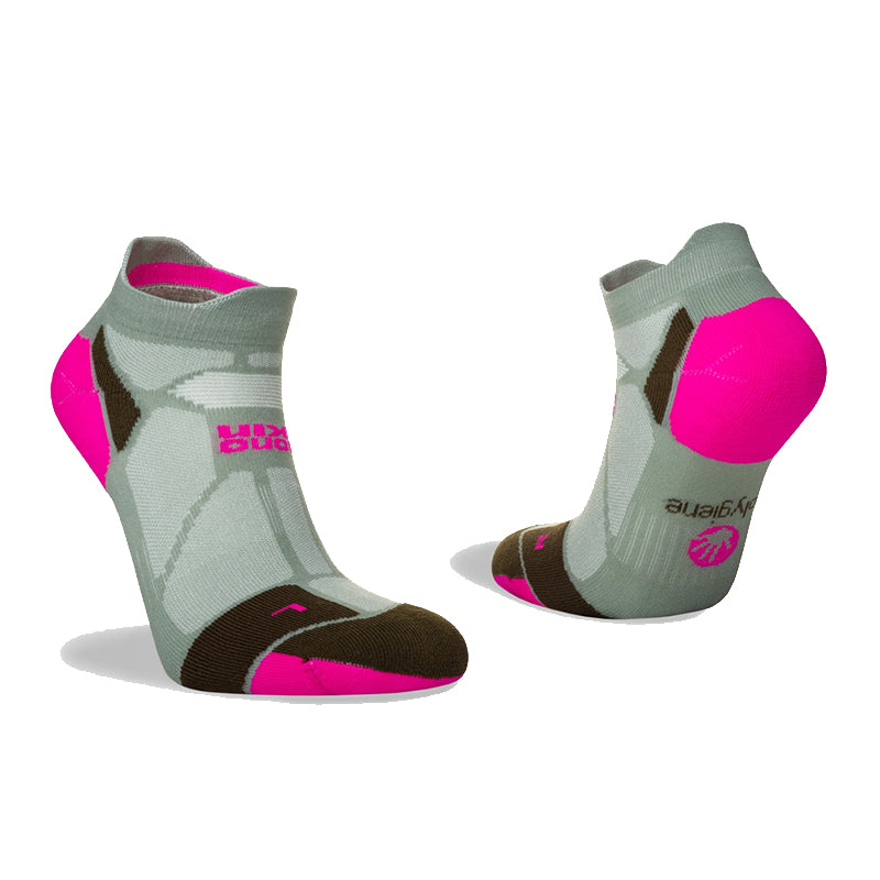 Hilly Marathon Fresh Socklet Running Sock - Sage/Fluo Pink