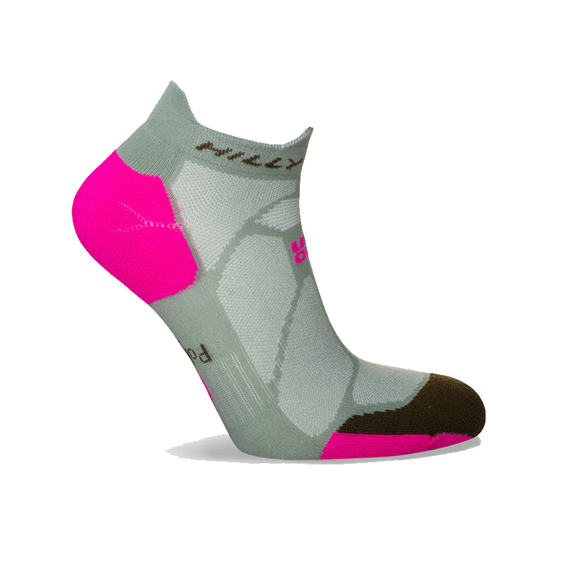 Hilly Marathon Fresh Socklet Running Sock - Sage/Fluo Pink