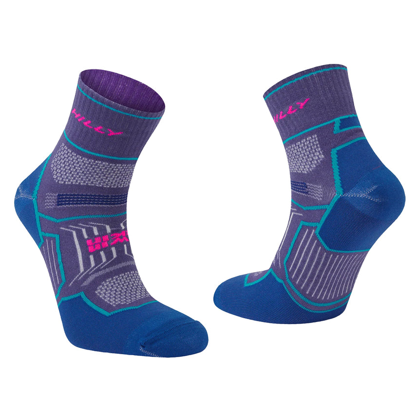 Hilly Twin Skin Anklet Running Sock - Grape/Blue