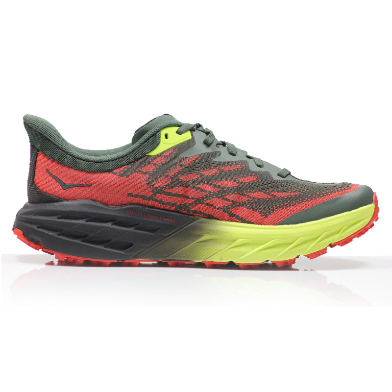 Hoka One One Speedgoat 5 Men's Wide Fit Trail Shoe - Thyme/Fiesta
