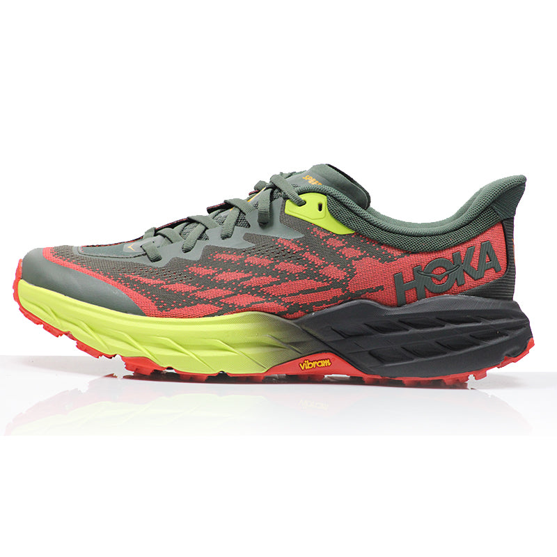 Hoka One One Speedgoat 5 Men's Wide Fit Trail Shoe - Thyme/Fiesta