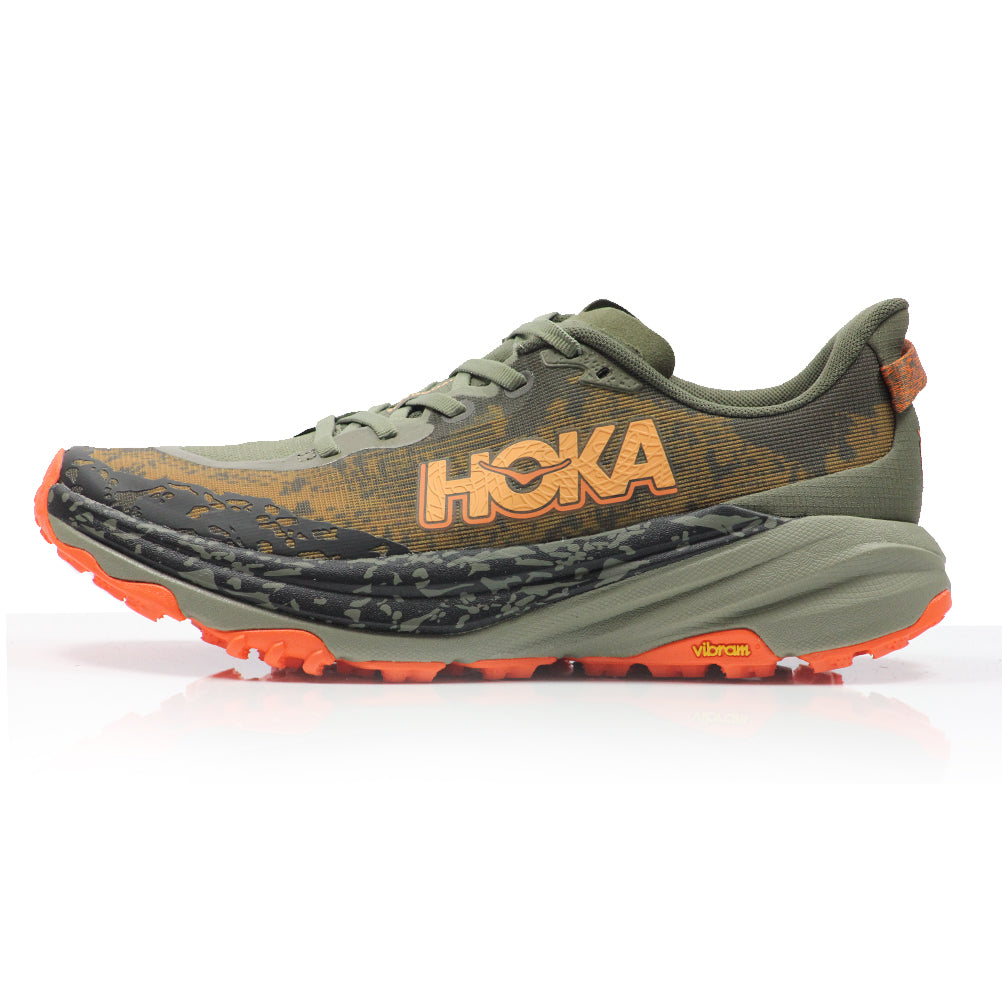 Hoka One One Speedgoat 6 Men's Wide Fit Trail Shoe - Antique Olive/Squash