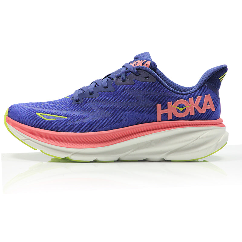 Hoka One One Clifton 9 Women's Wide Fit Running Shoe - Evening Sky/Coral