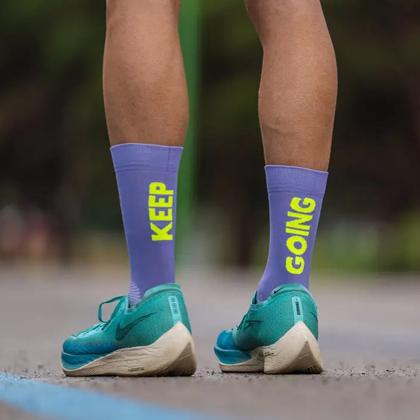 Sporcks Keep Going Purple Crew Running Sock - Purple/Neon