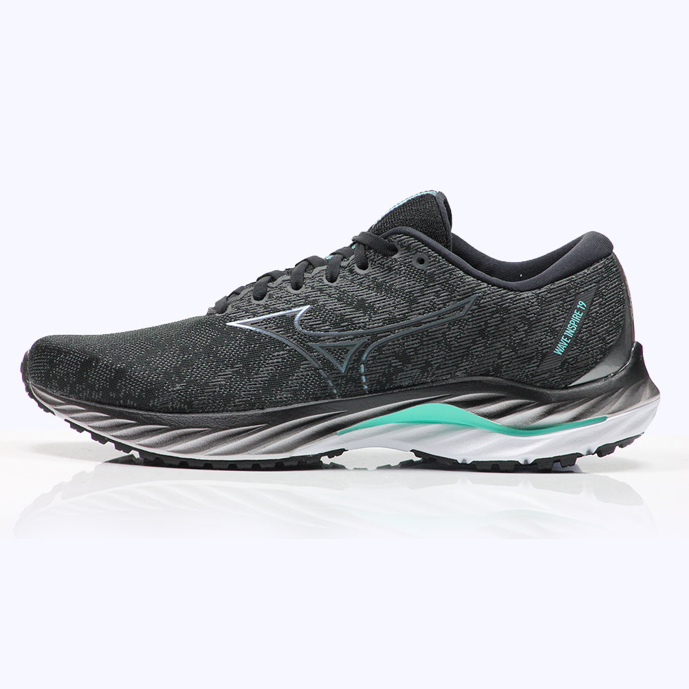 Mizuno Wave Inspire 19 Men's Running Shoe - Black/Metallic Gray/Biscay Green