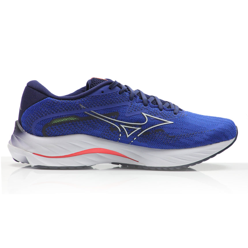 Mizuno Wave Rider 27 Men's Running Shoe - Surf Web/White/Neon Flame