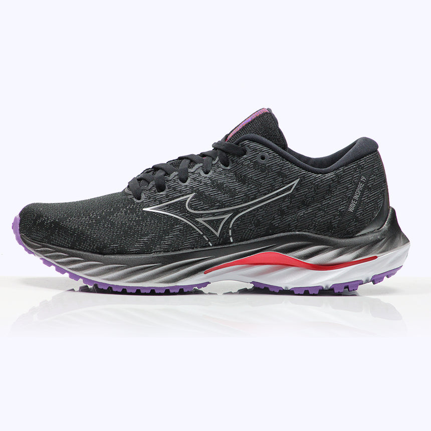 Mizuno Wave Inspire 19 Women's Running Shoe - Black/Silver/Bittersweet