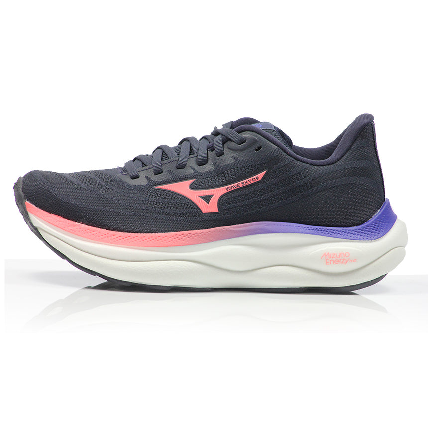 Mizuno Wave Sky 9 Women's Running Shoe - Odyssey Grey/Striking Coral/Iris Bloom