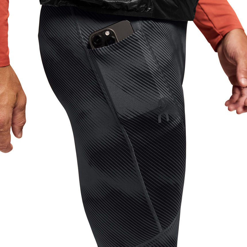 On Running Performance Graphic Men's Running Tight - Shadow/Black